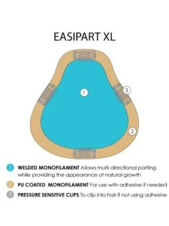 EasiPart XL 8" | Remy Human Hair Topper -Wigs - Jon Renau 0002 easiPart XL base diagram
