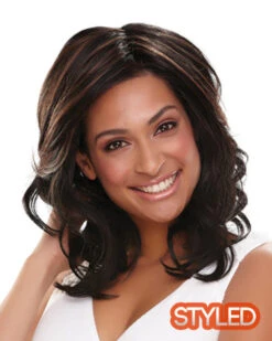 Spicy | Lace Front & Monofilament Synthetic Wig By Jon Renau -Wigs - Jon Renau JR5144 Spicy 1BRH30 Alternate1