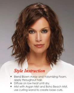 Carrie (Exclusive) | Lace Front & Monofilament Human Hair Wig By Jon Renau -Wigs - Jon Renau JR708A Carrie 6RN Alt3 Instruction